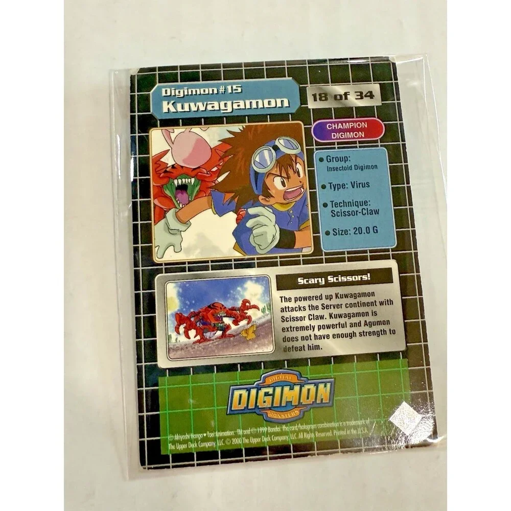 Digimon‎ DP50 #15 Kuwagamon Hologram Card Upper Deck Animated 18/34 HTF